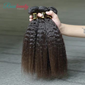 

RosaBeauty 10A Peruvian Virgin Hair 10-28inch Kinky Straight Hair 1/3/4 Pcs 100% Human Hair Bundles Natural Color Hair Extension