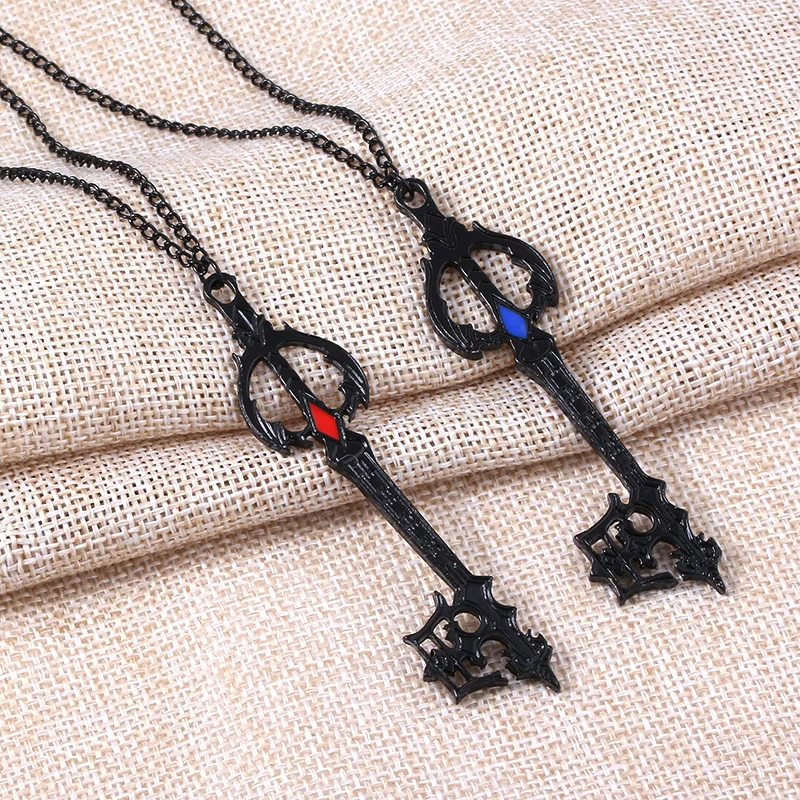 RJ New Game Kingdom Hearts Sora Keyblade Necklaces Key Shape Weapon Pendant Keyring Women Men Choker