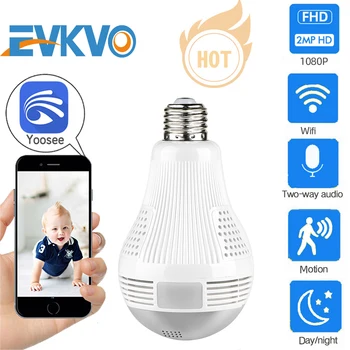 

EVKVO 1080P 360 Bulb Camera Security Wifi IP Camera Lamp CCTV Video Surveillance Fisheye IR Full HD Night Vision Two Way Audio