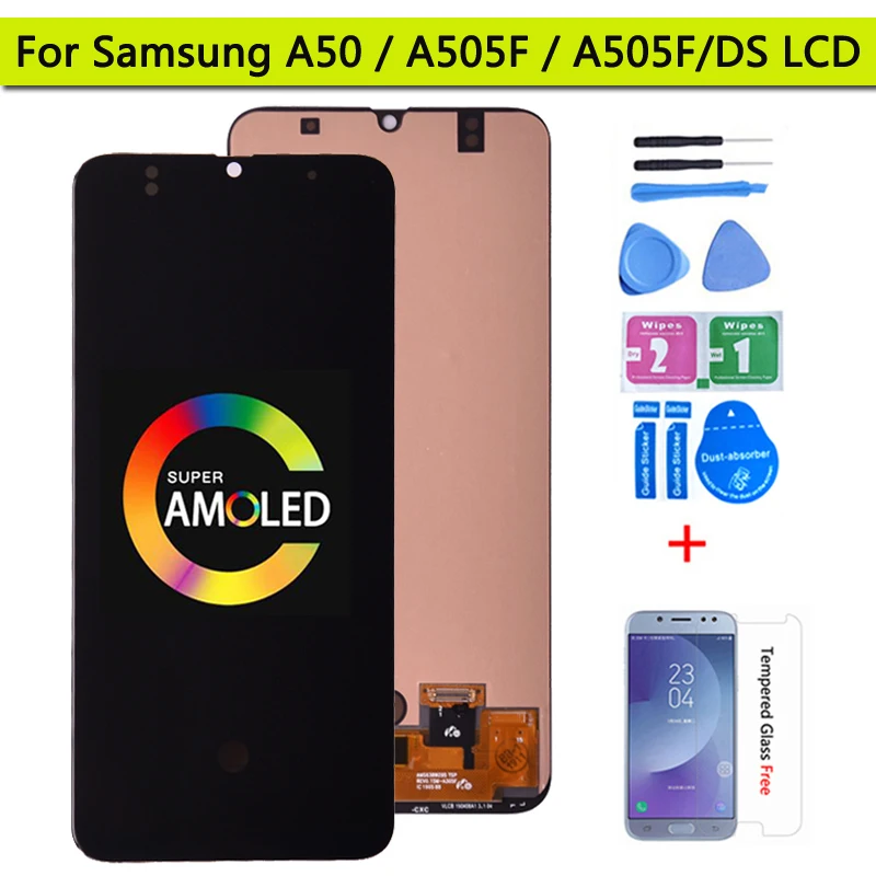 Супер AMOLED 6 4 ''дисплей для Samsung Galaxy A50 SM A505FN/DS A505F/DS ЖК дисплей сенсорный экран дигитайзер LCD|Экраны мобильных