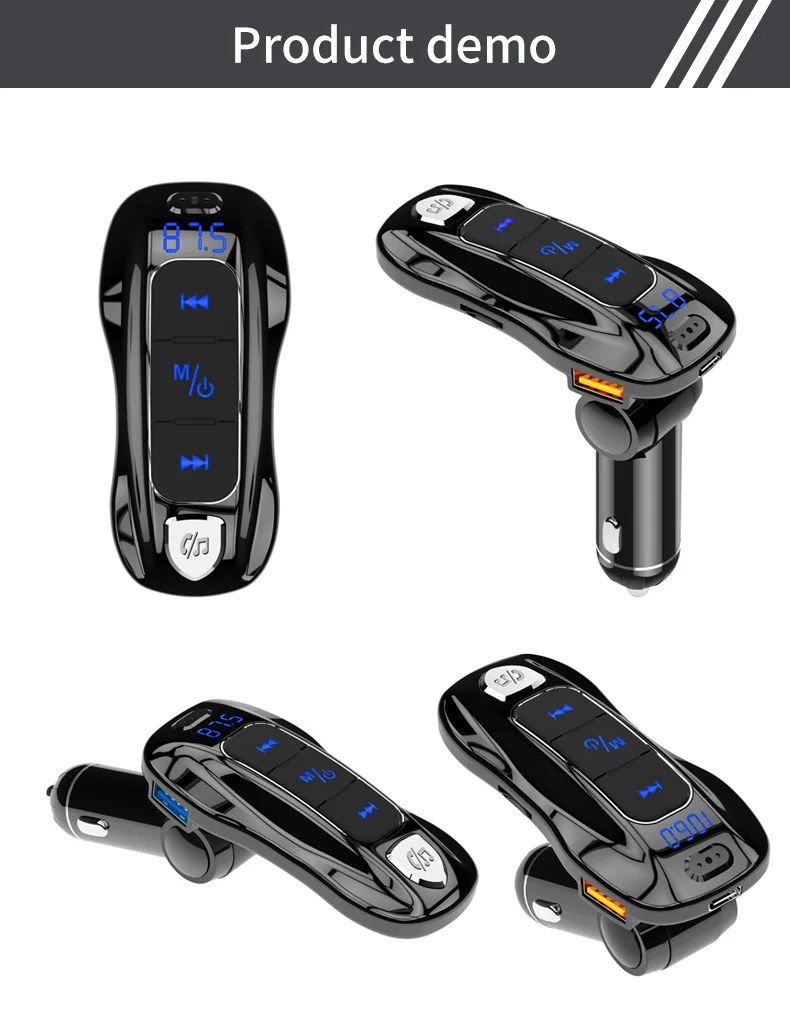 Складной автомобильный fm-передатчик, Bluetooth 5,0, MP3 музыкальный плеер, стерео, быстрая зарядка, TF карта, u-диск, громкой связи, адаптер для автомобиля
