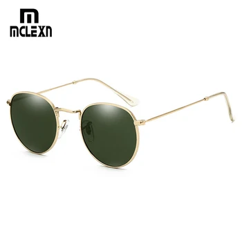 

MCLEXN Retro Punk Round Sunglasses Women Men Brand Designer Sun Glasses Alloy Mirror Sunglasses female Oculus de sol