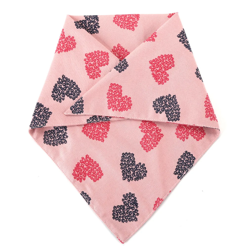 Valentine's Day Heart Dog Bandana Pet Cotton Bandana Square Scarfs Bibs Accessories with Pink Red Heart Handkerchief Bandanna