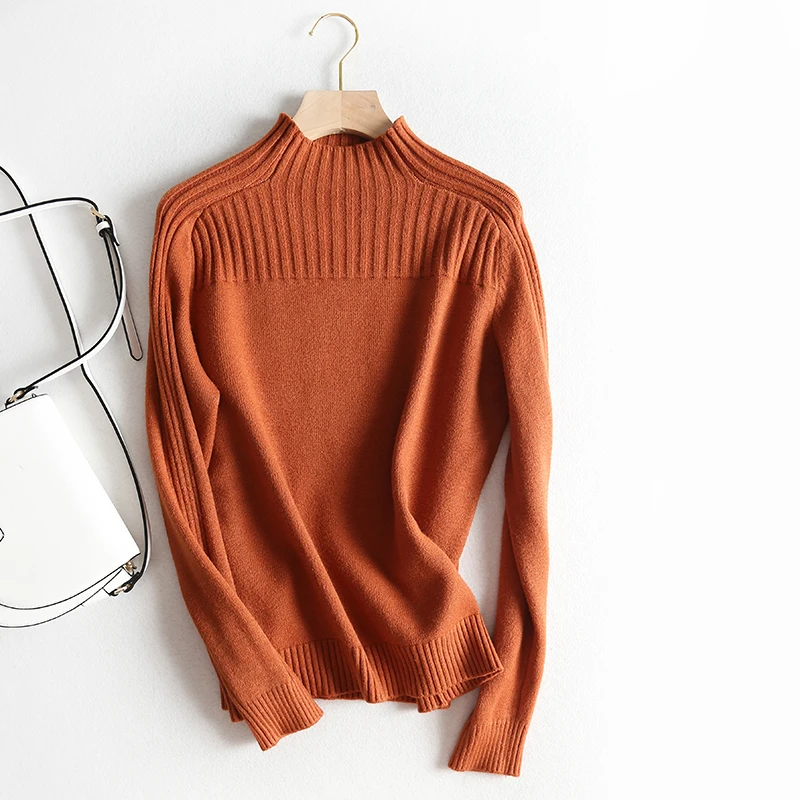 AOEMQ, зимняя одежда, свитер, 4 цвета, один размер, сохраняет тепло, свитер с высоким воротом, женские топы, пуловеры, полосатый свитер, топы - Цвет: caramel