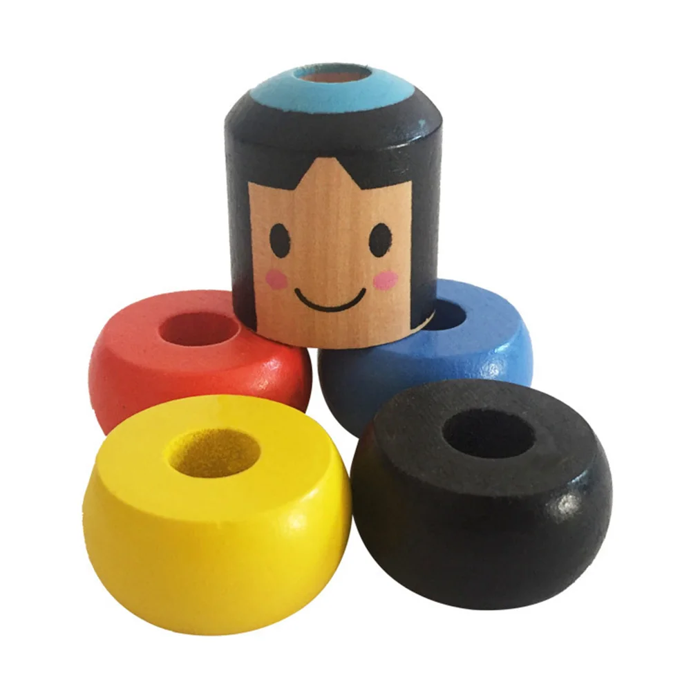 Magic Tricks Wooden Man Toy Invincible Tumbler Wood Made Toy Unbreakable Funny Resurrected Puppet Reassembled for 5