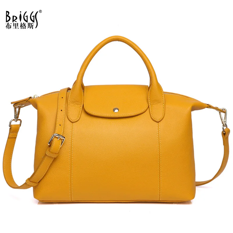 

BRIGGS Women Shoulder Bag 100% Cow Genuine Leather Handbags Classic Casual Tote Handbag High Quality Hobos Lady Crossbody Bags