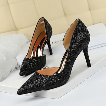

BIGTREE scarpe donna tacco high heels sexy pumps women party shoes stiletto rubber woman bling shallow fashion chaussures femme