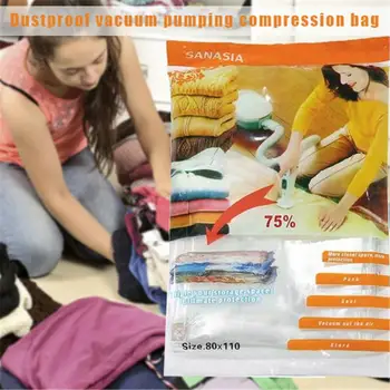 

Reusable Vacuum Storage Bags Dustproof Waterproof Pumping Compression Bag Travel Blanket Clothes Quilt Organizer Saving Space Ba