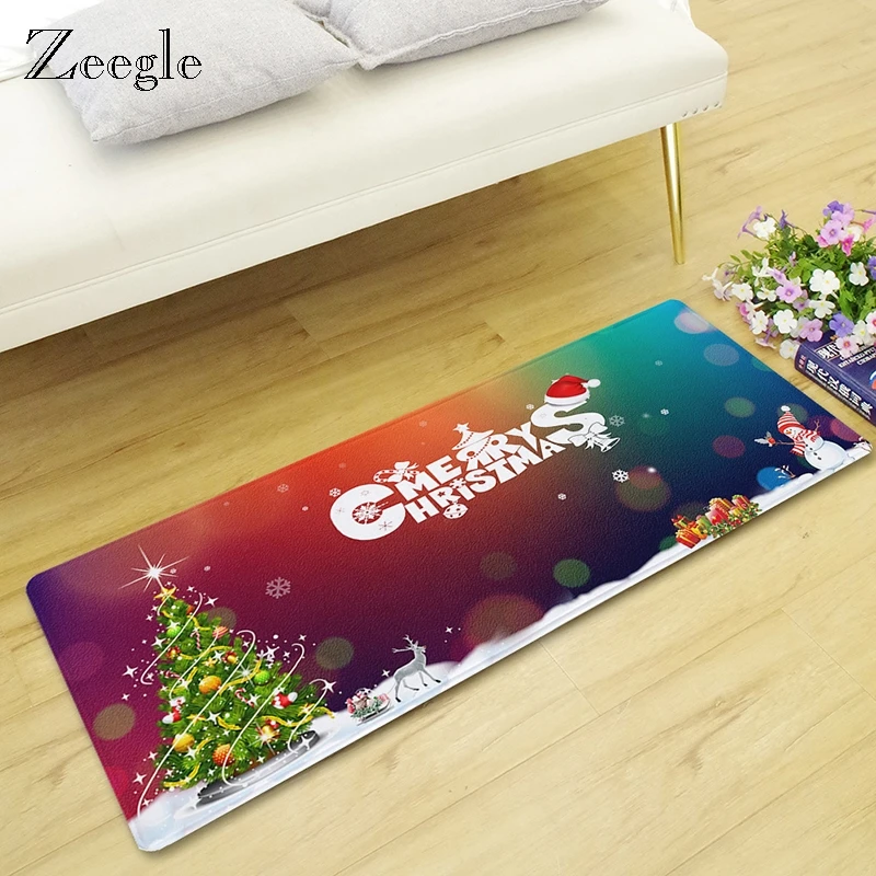 Zeegle Christmas Floor Mat Door Carpet Non-Slip Bath Mat Absorbent Waterproof Home Decor Doormat Kid Bedroom Beside Rug