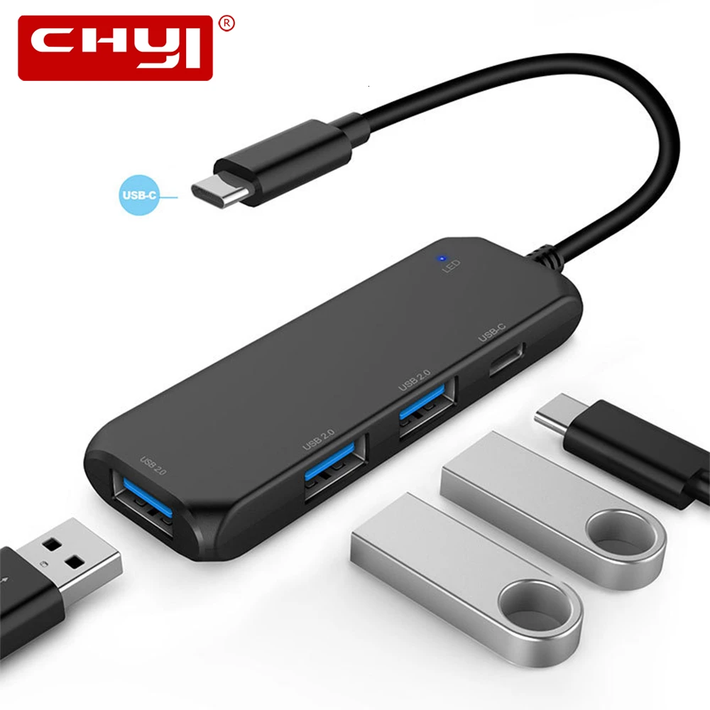CHYI мульти Тип C 3,1 концентратор USB 2,0 3 порта Высокоскоростной USB C Hab USB разветвитель для Macbook PC Компьютерные аксессуары