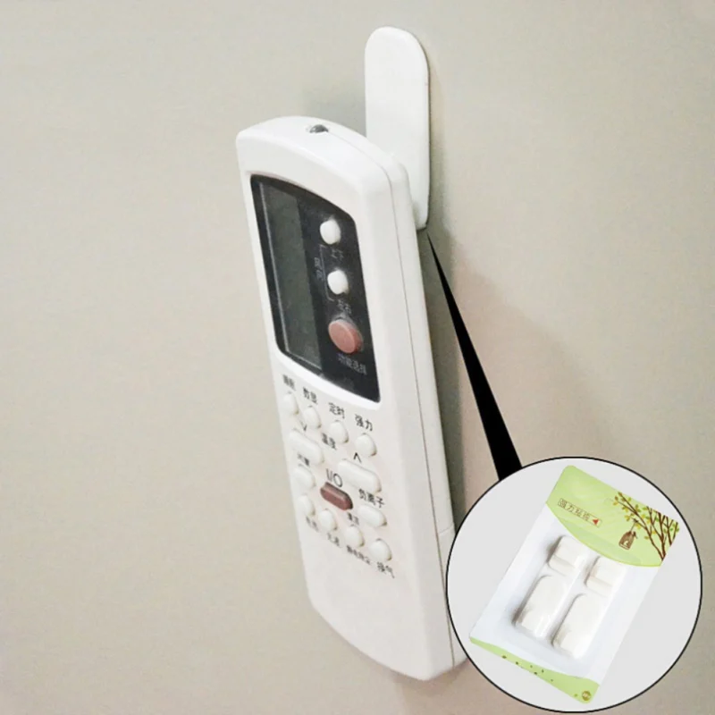 

2 Pcs Plastic Sticker Hook Wall Mounted Type Bracket Remote Control Hook TV Air Conditioning Key Cabinet Storage Sticker