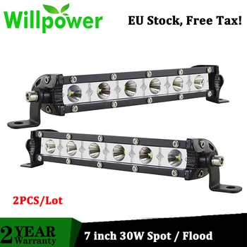 

Willpower 2pcs Offroad LED Bar 7 inch 30W Slim Led Work Light Bar Spot/Flood Car Truck Bumper Fog Lamp Led Driving Lighting 4WD