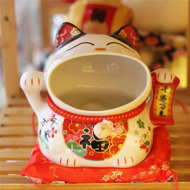 7 Inch Ceramics Lucky Cat Storage Tank Japanese-style Big Mouth