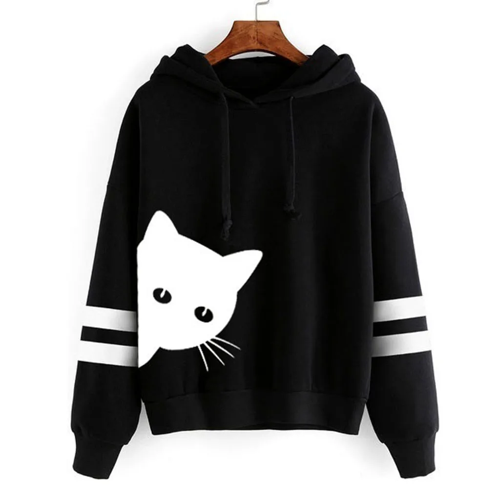 Womens Cat Long Sleeve Hoodie Leyorie Pullover Hooded Tops Blouse Pullover Sweatshirt Womens Cat Long Sleeve Hoodie Leyorie Pullover Hooded Tops Blouse Pullover Sweatshirt