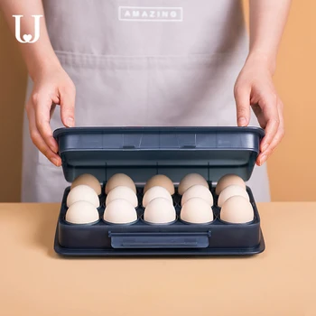 

Eggs Refrigerator Storage Box 15X Egg Holder Boxes Eggs Tray Case Container Portable Kitchen Storage Clear Food Egg Storage Box