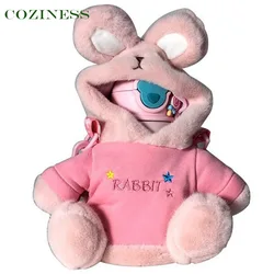 COZINESS Baby Bottles Cute Cartoon Plush Rabbit Bear Cup Sets 450ml Thermos Portable Hot Sale Student Drinking Water Straw Pot