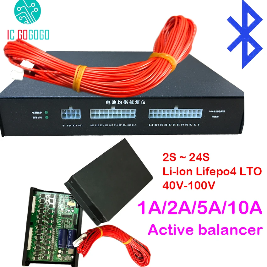 Активный эквалайзер 1 А 2 5 10 с балансировкой литиевой батареи Bluetooth 2S ~ 24S BMS Li Ion Lifepo4