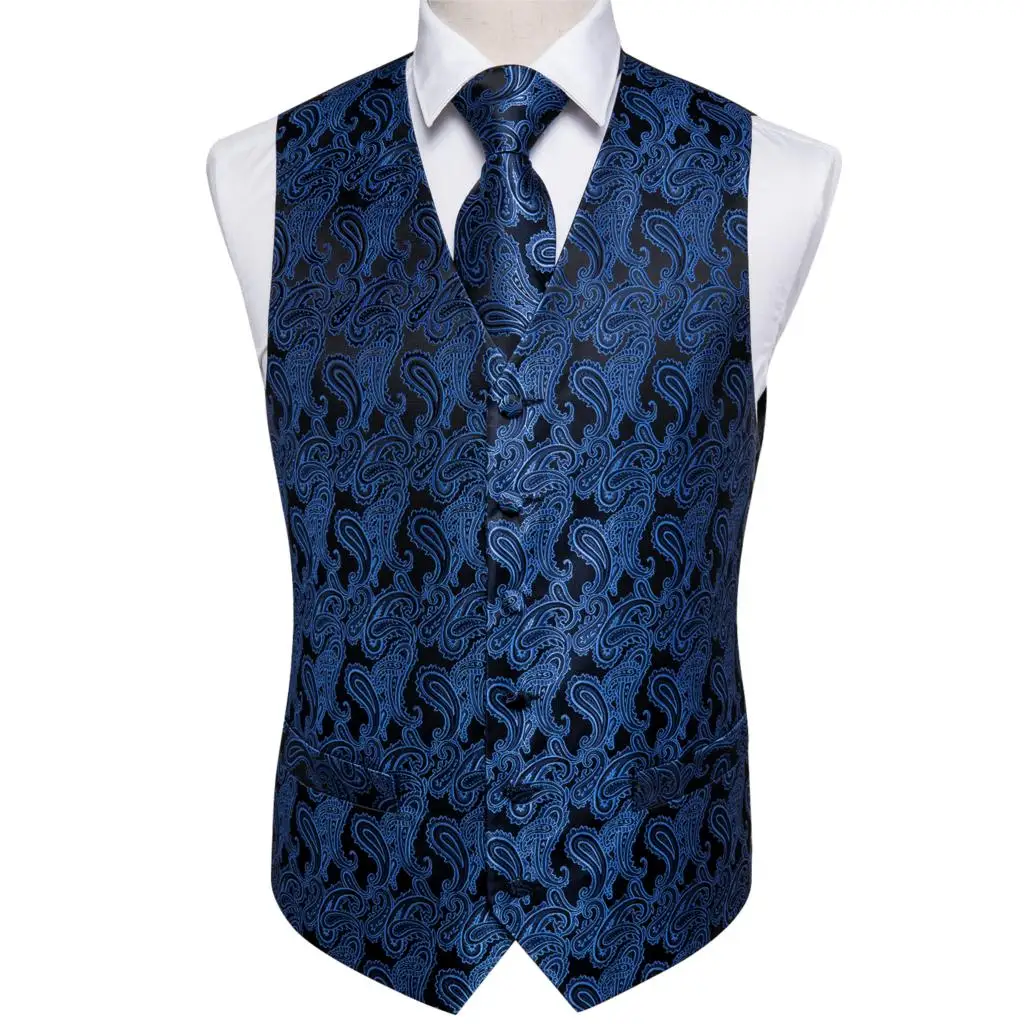 Suit Vest for Men's Classic Paisley Jacquard V-neck Waistcoat Vest Handkerchief Party wedding Tie vest Suit Pocket Square Set Suit Vest for Men's Classic Paisley Jacquard V-neck Waistcoat Vest Handkerchief Party wedding Tie vest Suit Pocket Square Set