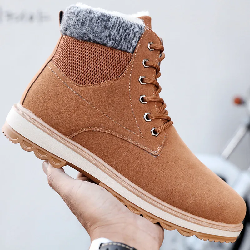 

2018 Autumn And Winter Hight-top Fashion Man Martin Boots Anti-slip plus Velvet Warm MEN'S Leather Boots MEN'S Casual Shoes