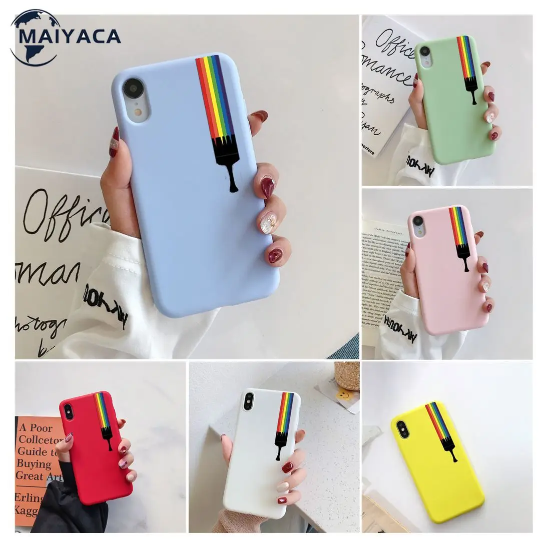 Рекламный милый чехол с радужным сердцем и любовным карандашом для мобильного