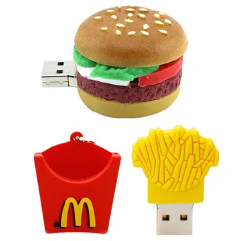 

Lovely Cartoon Hamburger Usb Flash Drive 32GB Pendrive 256GB 128GB 64GB Pen Drive 4GB 8GB 16GB Memory Stick Usb2.0 U Disk On Key