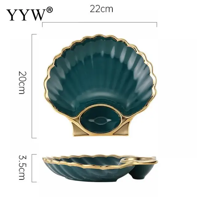 Ceramic Dish Accessories Sushi Plate Set For Home Dumpling Plate Shell Shaped Japanese Tableware Sushi Dish Kitchen Accessories dark green