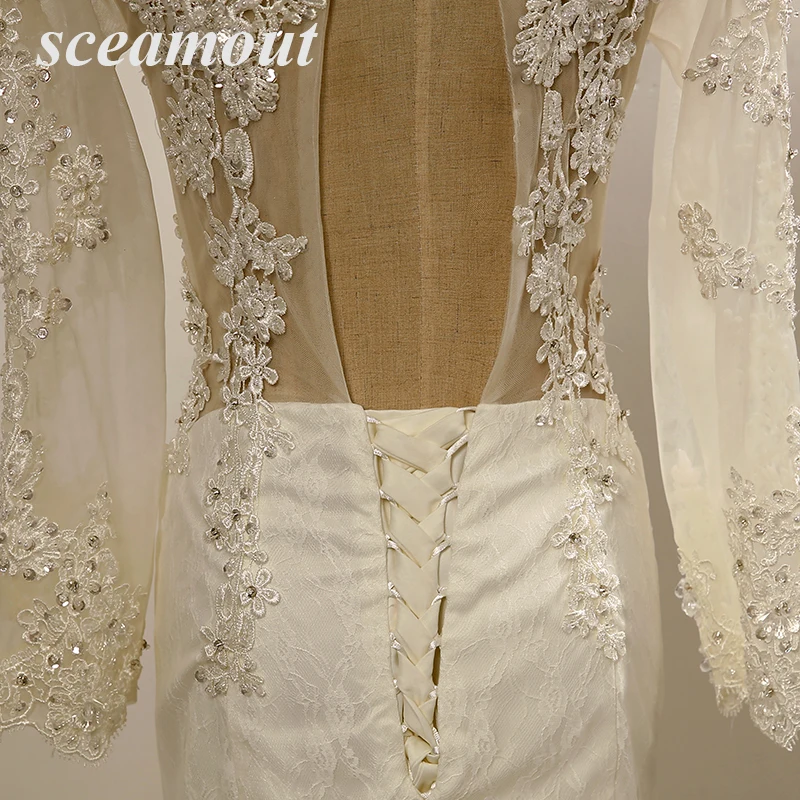 Robe De Mariage длинное свадебное платье с аппликацией в виде русалки, кружевное свадебное платье с бусинами, три четверти, vestido de noiva, для невесты