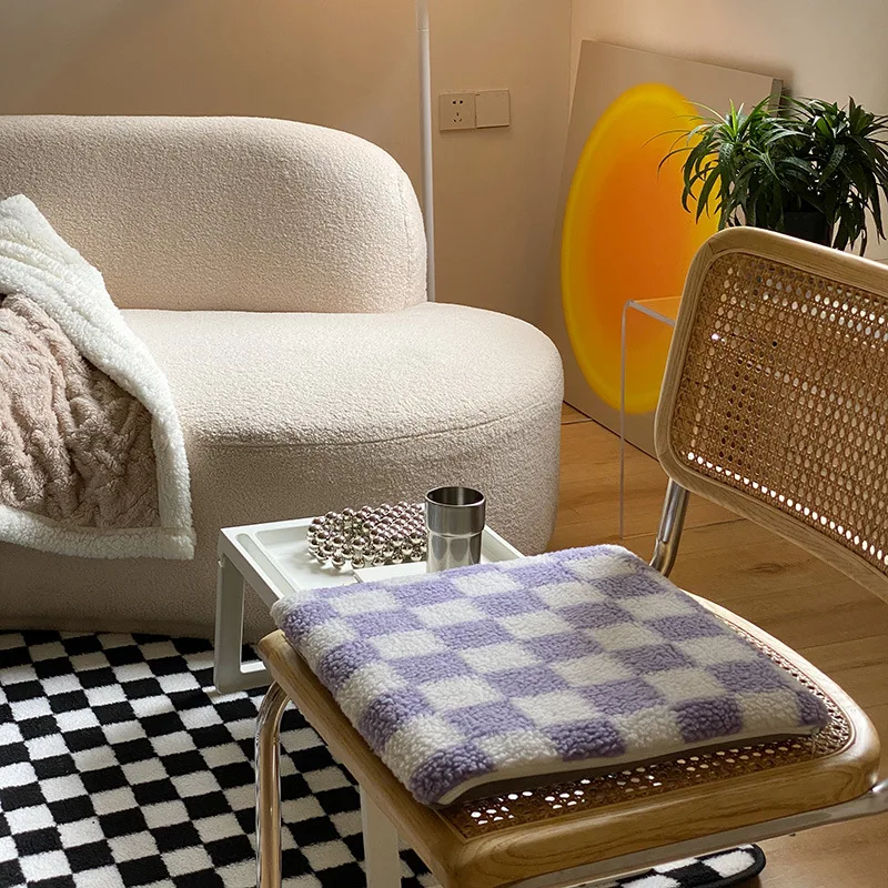 MARI MARI Fashion Checkerboard Cushion Ins Trendy Coussin Checkered Sofa Chair Seat Pillow Home Decor Textile Gingham Cushion 