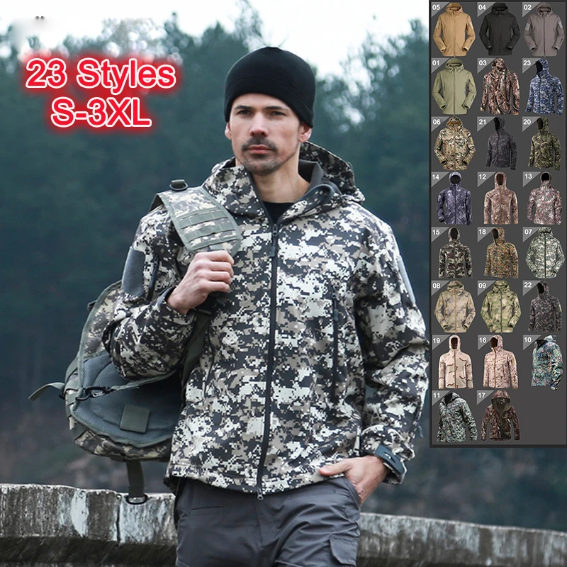 

Men Winter Coat Army Military Jacket Outdoor Tactical Hunting Coats Jackets Trekking Fleece Camouflage Waterproof Softshell