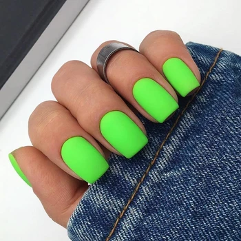 

24 Pcs Matte Artificial Fake Nails Fluorescent Colorful False Nails Lady DIY Finger Nail Art Tips For Manicure