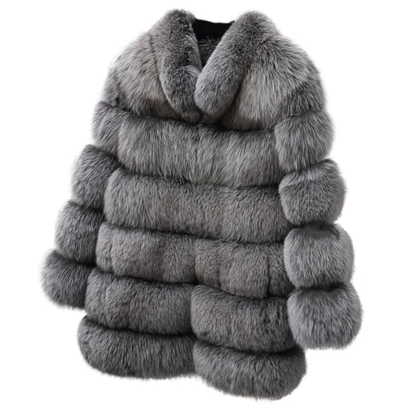 Натуральный мех, укороченная Одежда для беременных, зимнее пальто, теплое Настоящее роскошное пальто из искусственного меха для женщин с - Цвет: silver fox