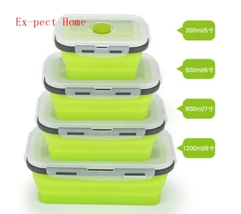 

DHL 50set 4Pcs/set Silicone Folding Bento Box Collapsible Portable Lunch Box for Food Dinnerware Food Container Bowl