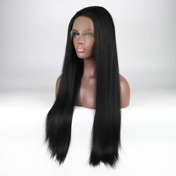 

PAFF Synthetic Lace Front Wig For Black Women Supper Long Black Color Straight Hair Wigs Cosplay Wigs With Baby Hair