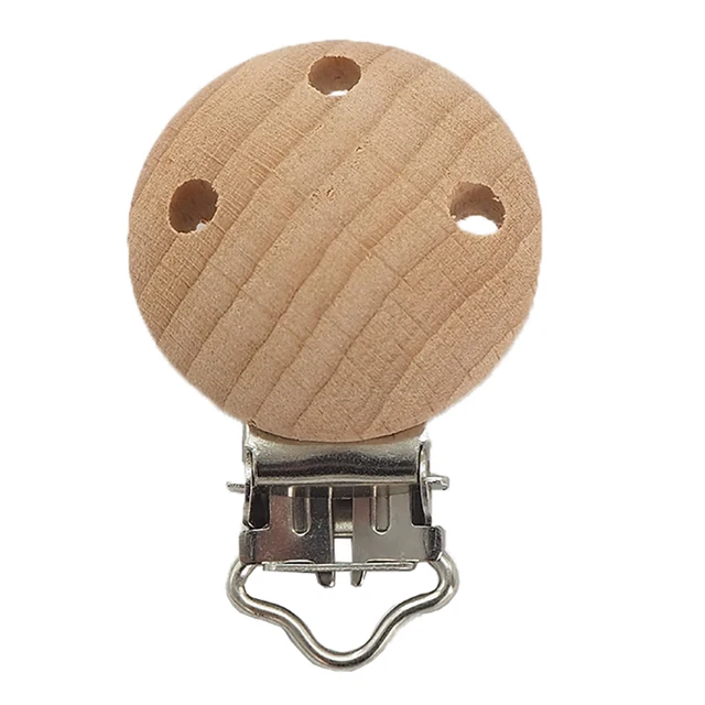 Chenkai 50PCS Wooden Bear Flower Car Heart Bird Elephant Round Star Clips BPA Free For DIY Baby Nature Pacifier    Chain Gifts 35mm hole Clip