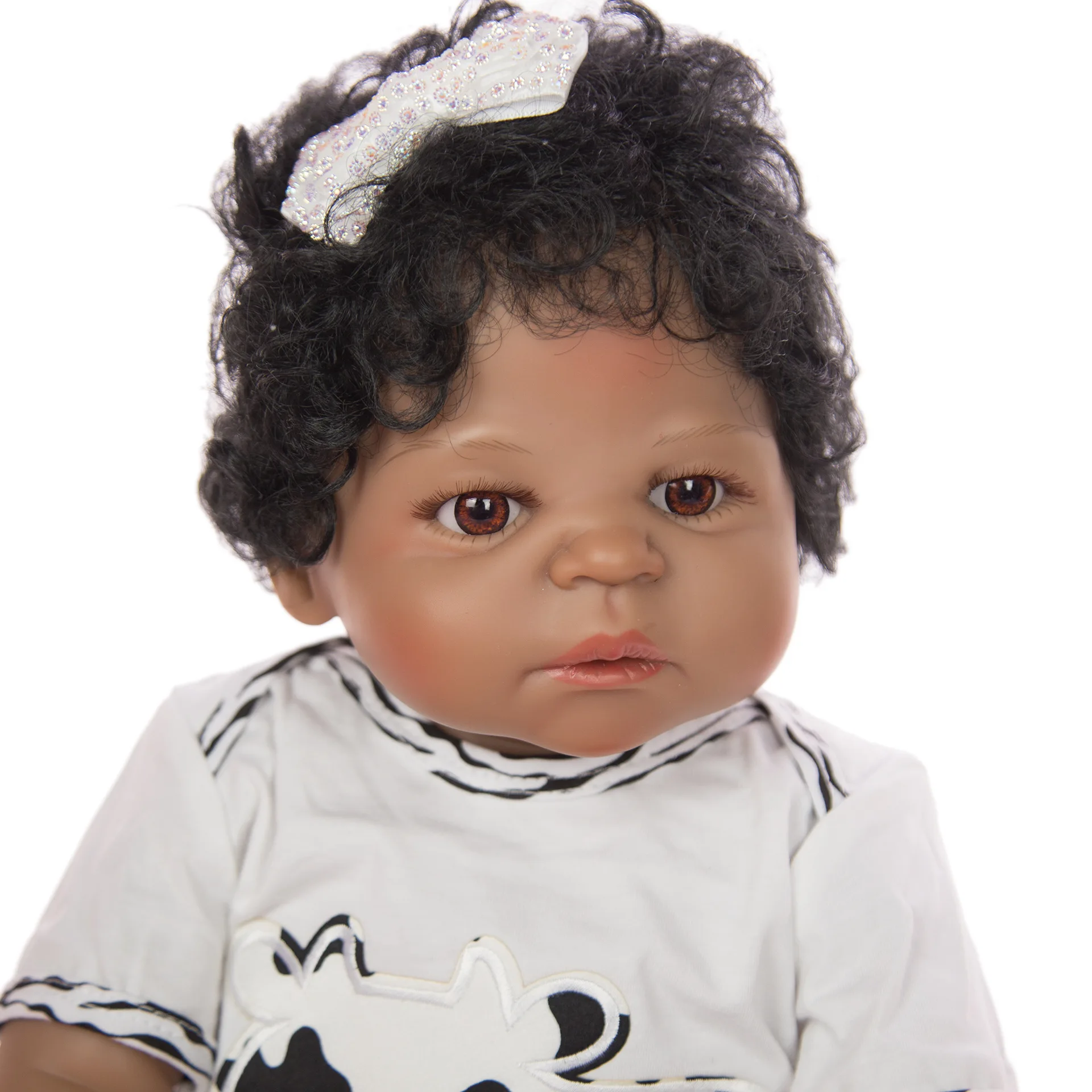 Гладкая черная кожа все силиконовые тела Reborn baby 55 см очень Реалистичная кукла маленькой девочки можно мыть малыша игрушка Рождественский подарок