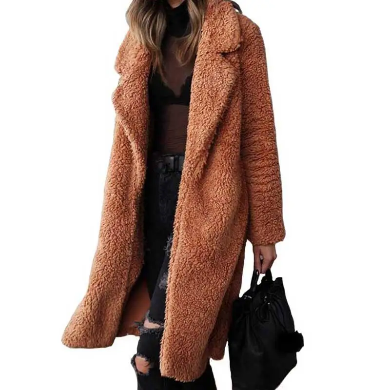 Goedkoop Herfst Winter Faux Fur Coat Vrouwen Warm Teddybeer Jas Dames Bont Jas Vrouwelijke Teddy Uitloper Pluche Overjas Lange Jas