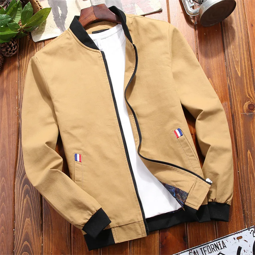 

Fashion 2019 Autumn Winter Men Bomber Jacket Casual Zipper Solid color Mens Stand Collar Coat Jacket Male Slim Cotton Outwear Warm Brand Streetwear