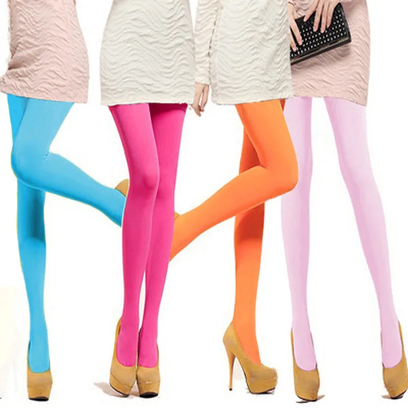 120D Spring Autumn Female Tight Fluorescence Velvet Pantyhose Candy Color Hose Thin Leg Women Tights