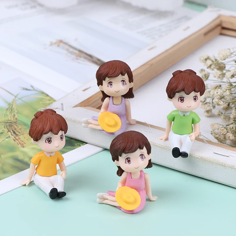 1Pair Sweety Lovers Couple Figurines Miniature Craft Fairy Garden Gnome Moss Terrarium Gift DIY Ornament Garden Decoration