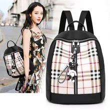 Женская сумка рюкзак женский Оксфорд Ткань Повседневный Рюкзак корейский стиль плед Мягкая кожа Универсальный простой колледж Стиль Sc