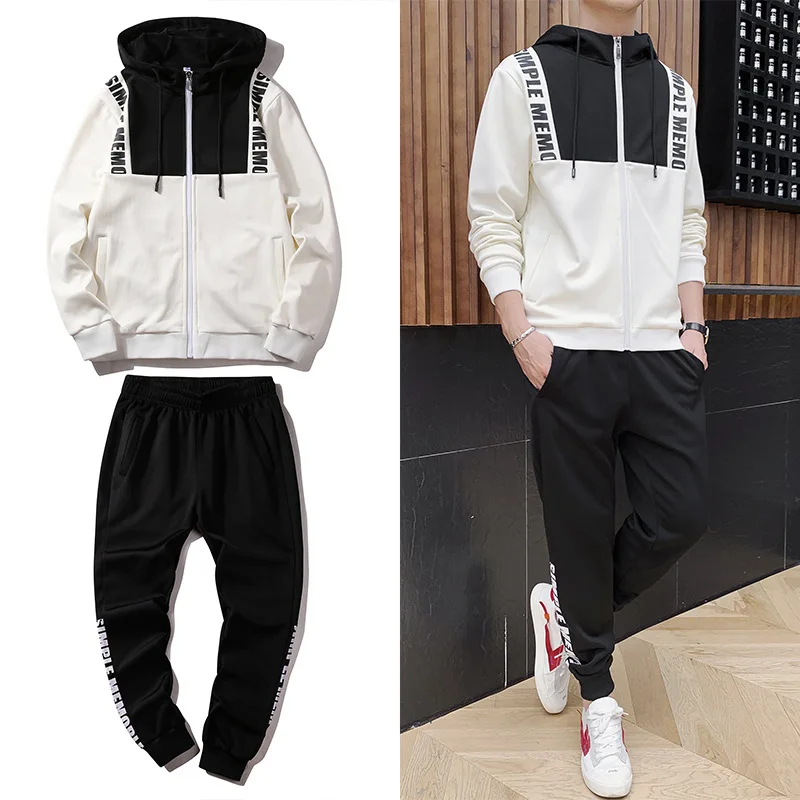 

T-shirt Suit Men's Spring And Autumn Men Long Sleeve Loose-Fit Crew Neck Tops Popular Brand INS Handsome Casual a Set of Sports