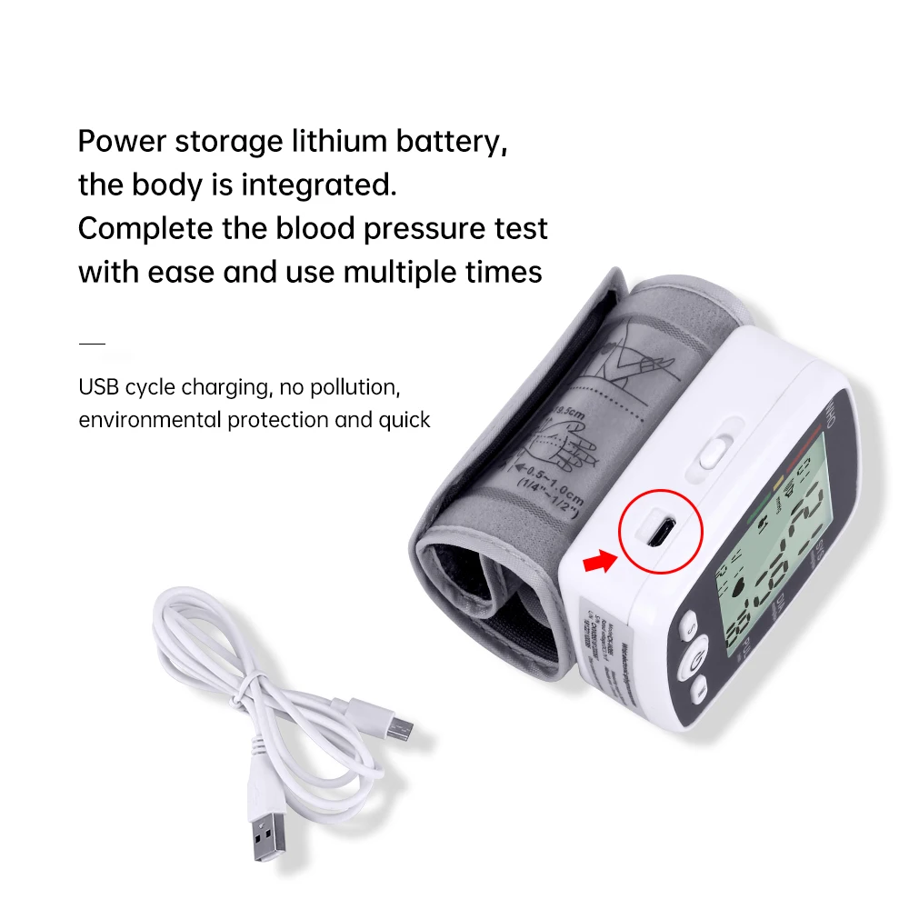 USB Rechargeable Wrist Blood Pressure Monitor Russian English Voice Tonometer Automatic Digital Sphygmomanometer blood pressure monitor,blood pressure meter