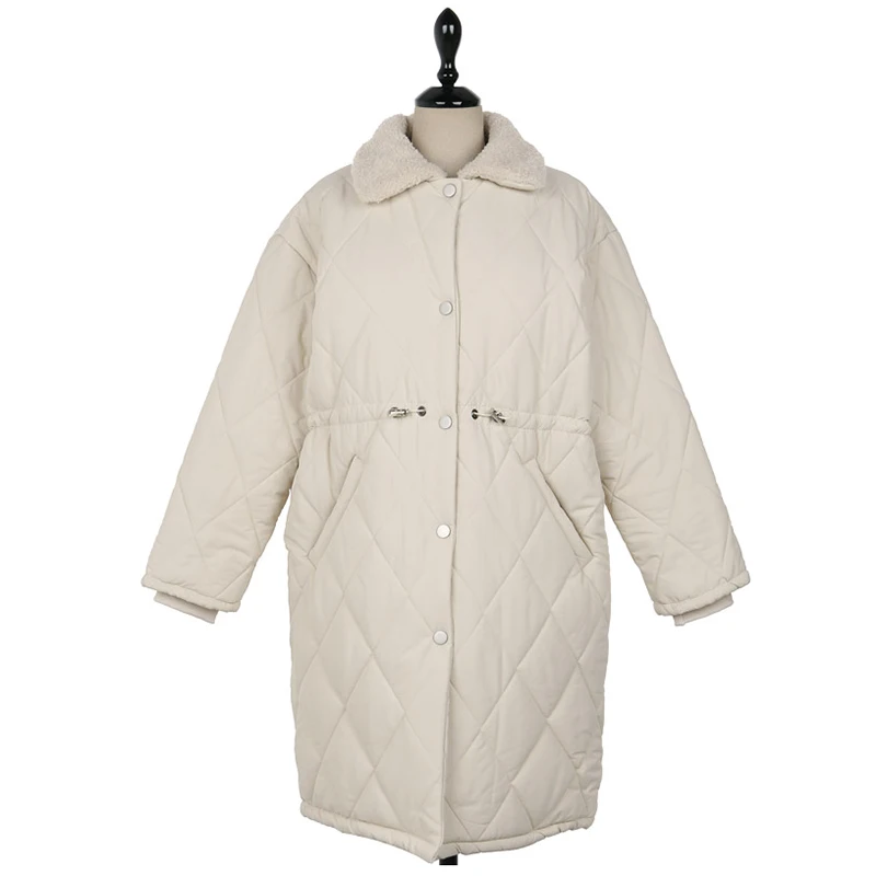 beige SuperAen, корейский стиль, теплые парки, пальто для женщин, новинка, зимние, с отворотом, толстые хлопковые парки, пальто, женская мода, дикая женская одежда - Цвет: beige