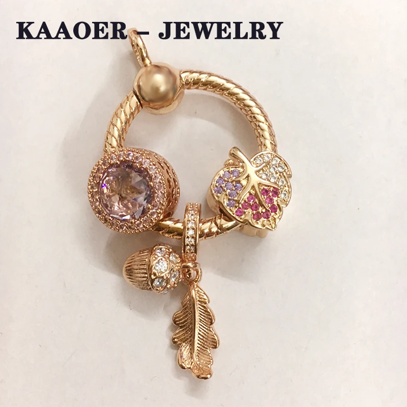 KAAOER, ювелирное изделие, осень, стиль, 925 пробы, серебро, 11, волшебный лес, розовое золото, драгоценный камень, лиственные, женское, сделай сам, ожерелье, подарок