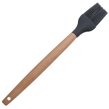 

1pc Basting Oil Brush Heat-resistant Wood Handle Silicone BBQ Brush Baking Utensil Basting Tool for BBQ Kitchen Home
