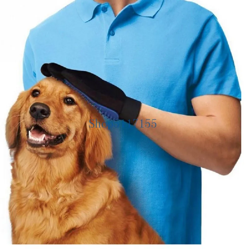 

200pcs Pet Dog Cat Bath Grooming Glove Brush Dogs Cleaning Massage Comb Hair And Fur Remover Glove Five Fingers Blue