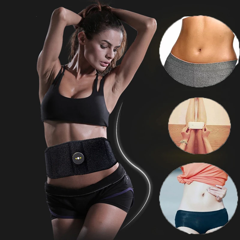 EMS Wireless Muscle Stimulator Trainer Abdominal Training Electric Vibration Weight Loss Body Slimming Belt Fat Burning Massager