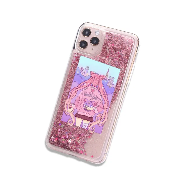 Stars Magic Sparkle Liquid Real Glitter Phone Case Fundas Cover for iPhone 11 12 Pro X XS XR Max 7 8 7Plus 8Plus Phone Coque 1-Glitter Phone Case