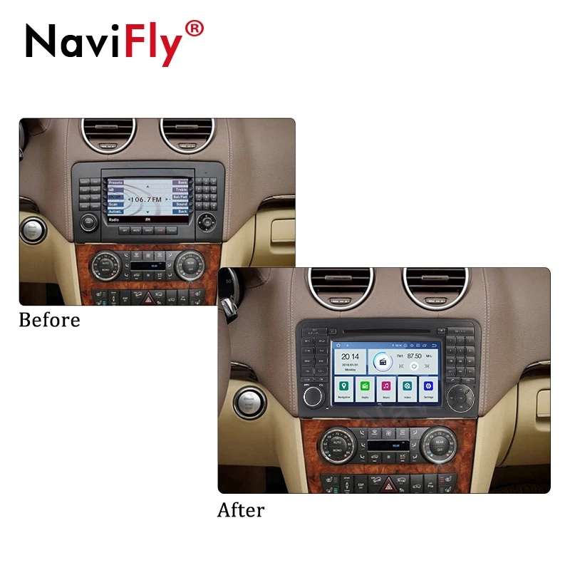 Cheap NaviFly 2 Din IPS DSP 4G+64G Android 9.0 Auto gps dvd radio player for Benz GL ML CLASS W164 ML350 ML500 Carplay DAB camera DVR 2