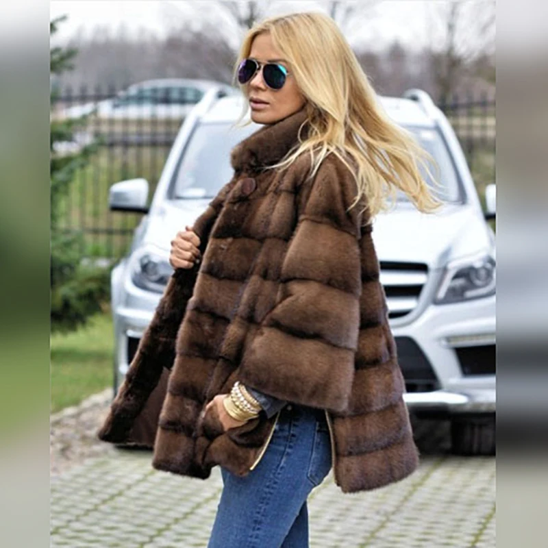 Real Fur Coat Luxury Fur Mink Jacket Women NaturalCasual Short Mink Fur  Loose Outwear Winter Warm Mink Fur Coats For Women New